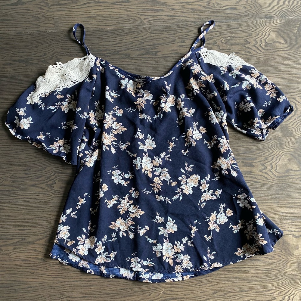 Navy Floral Blouse